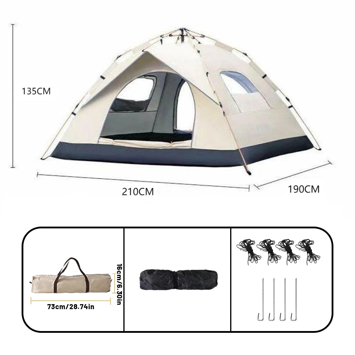 Experience Ultimate Comfort with Our Outdoor Automatic Quick-Opening Tent - Perfect Rainproof and UV-Proof Shelter for Up to 4 Adventurers!