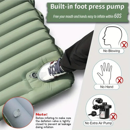 Experience Ultimate Comfort with Our Ultralight Outdoor Camping Sleeping Pad – Inflatable Mattress with Built-In Pump and Pillows for Travel and Hiking!